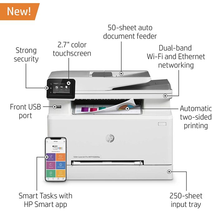 HP Color LaserJet Pro MFP M283fdw Printer - White